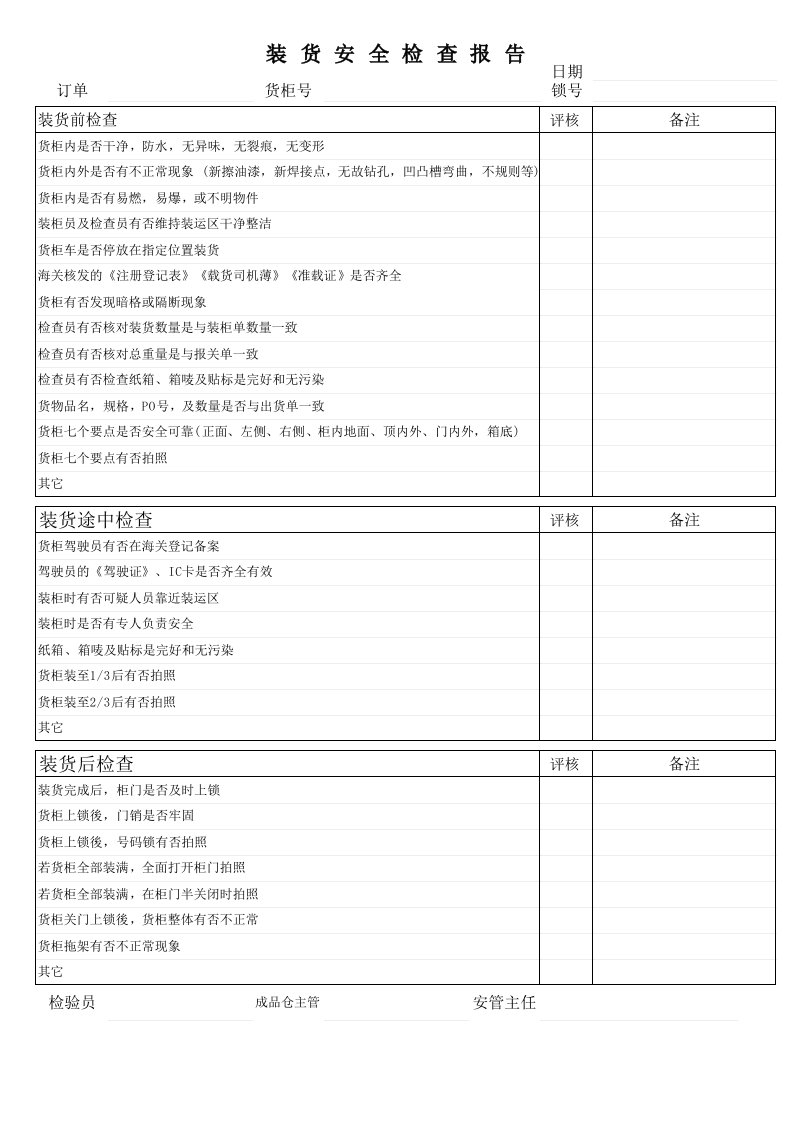 装货安全检查报告