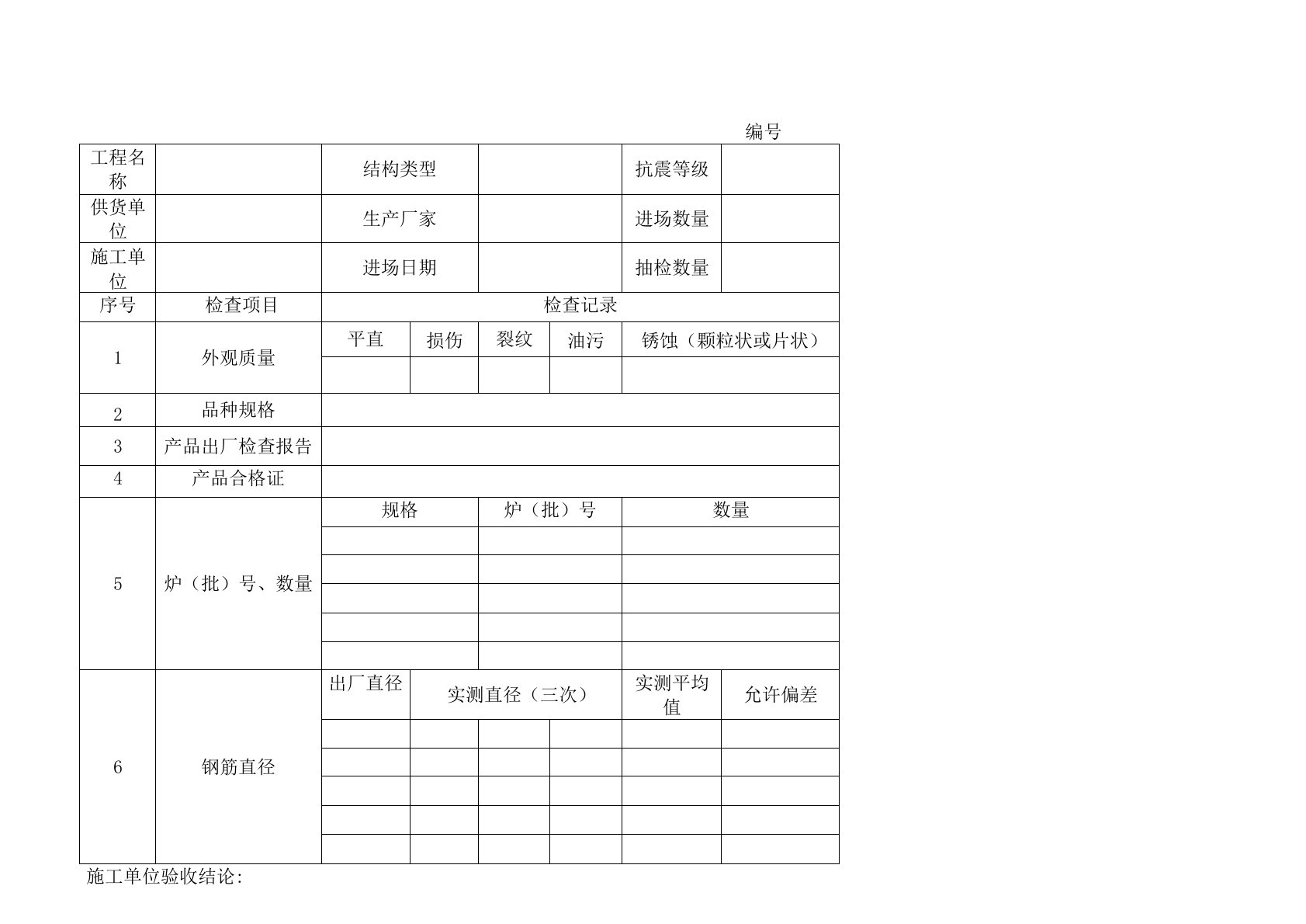 原材料进场验收记录表