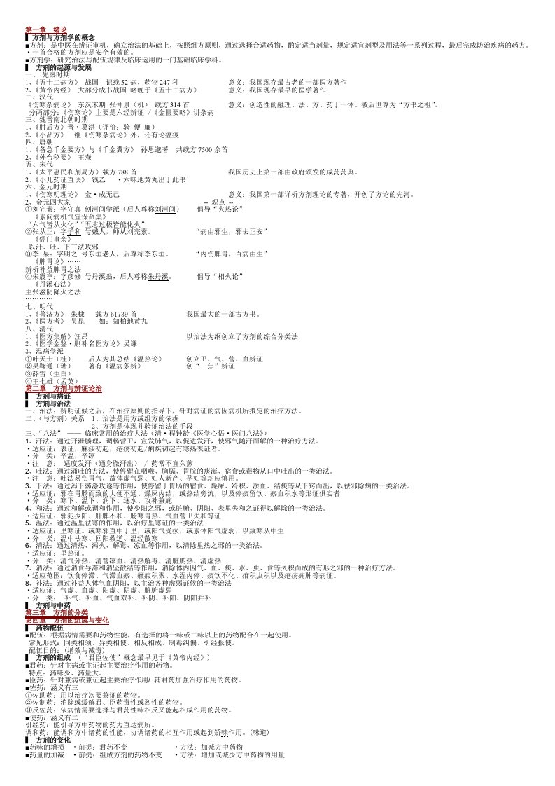 方剂学笔记_完美打印版