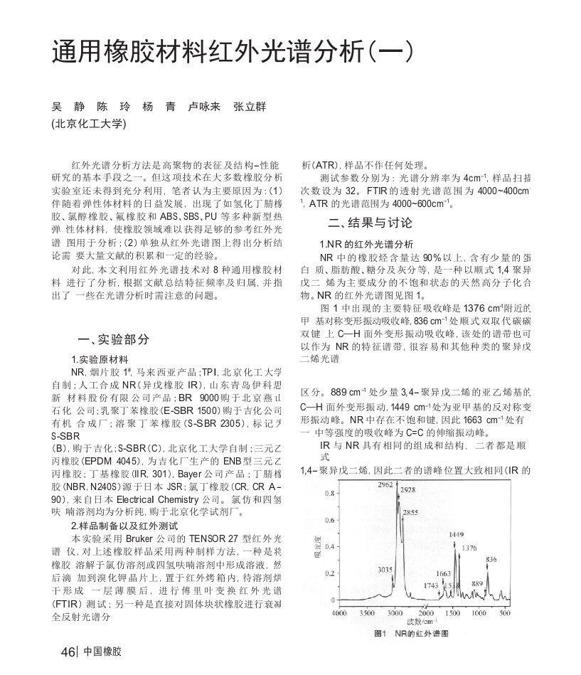 通用橡胶材料红外光谱分析一