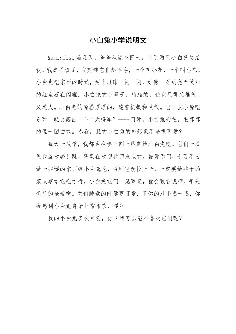 小白兔小学说明文