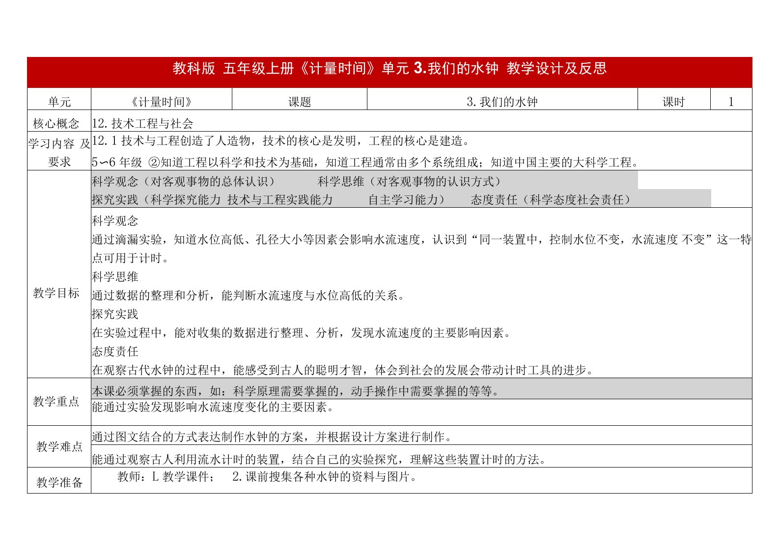 教科版五年级科学上册