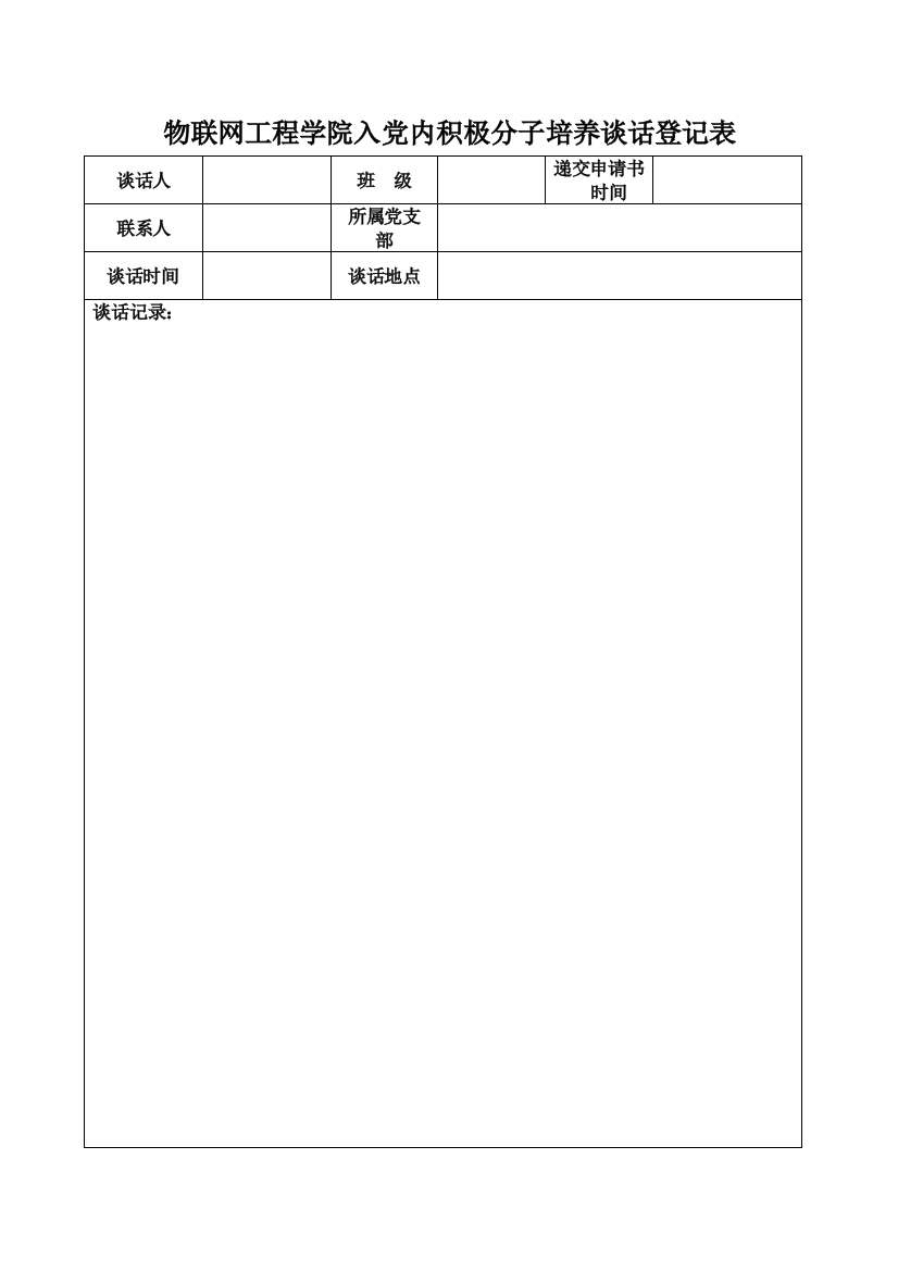 积极分子谈话记录表