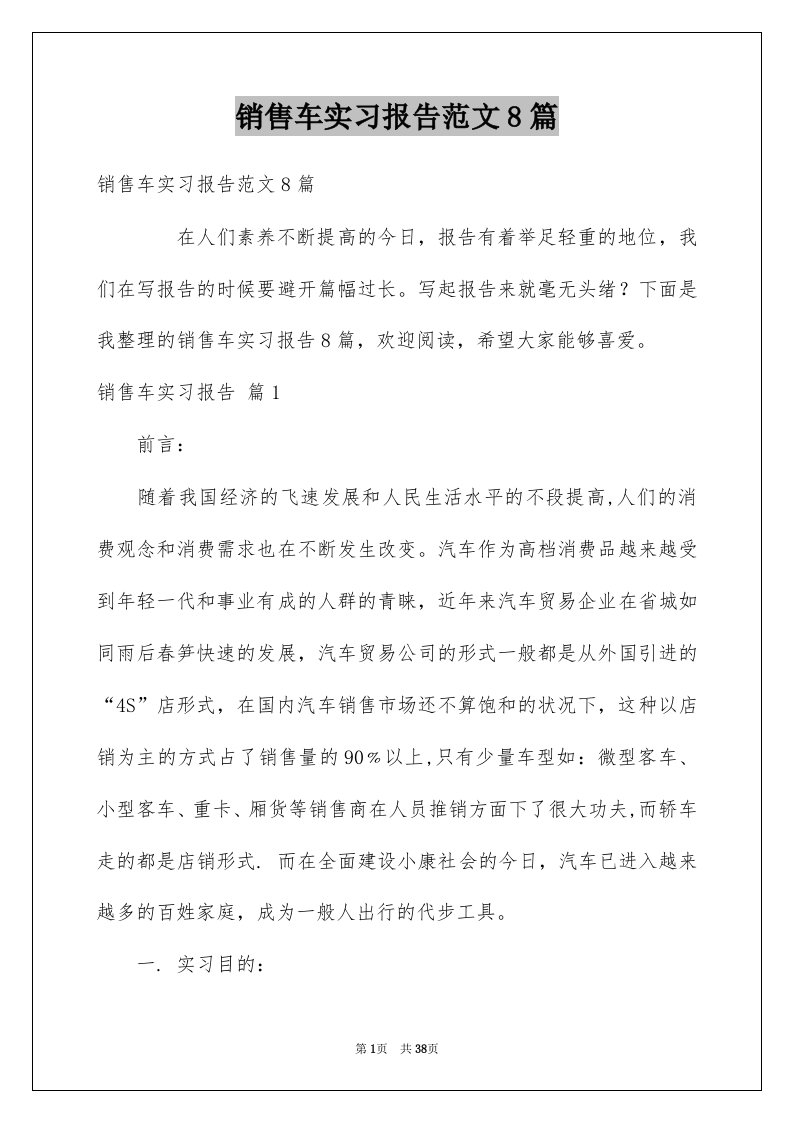 销售车实习报告范文8篇