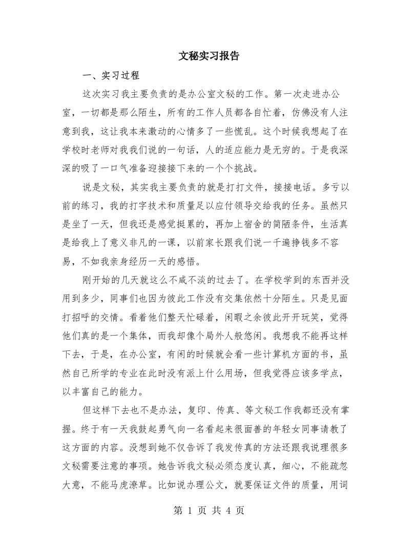 文秘实习报告