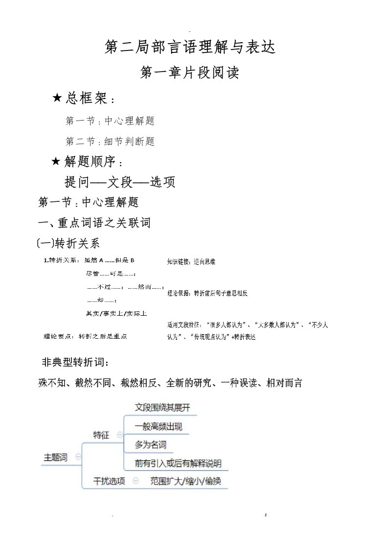 公务员行测复习知识点大全含思维导图