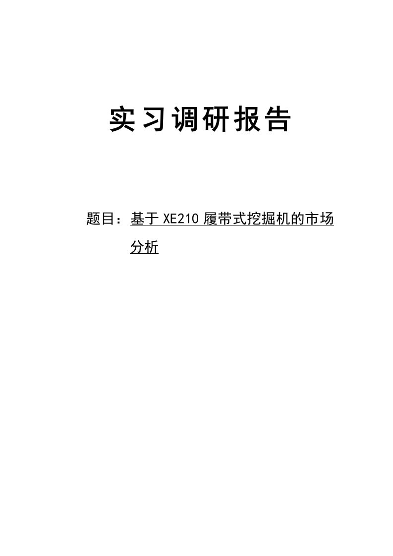 基于XE210履带式挖掘机的市场分析报告