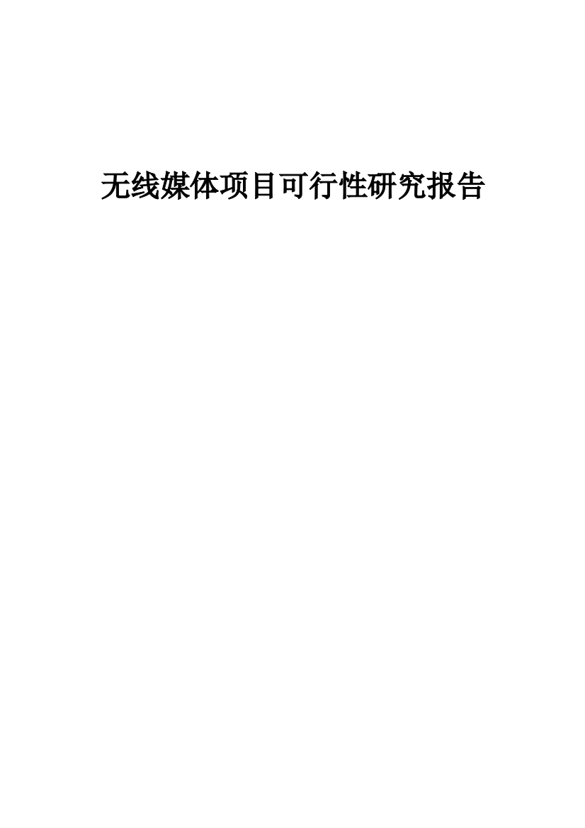 无线媒体项目可行性研究报告