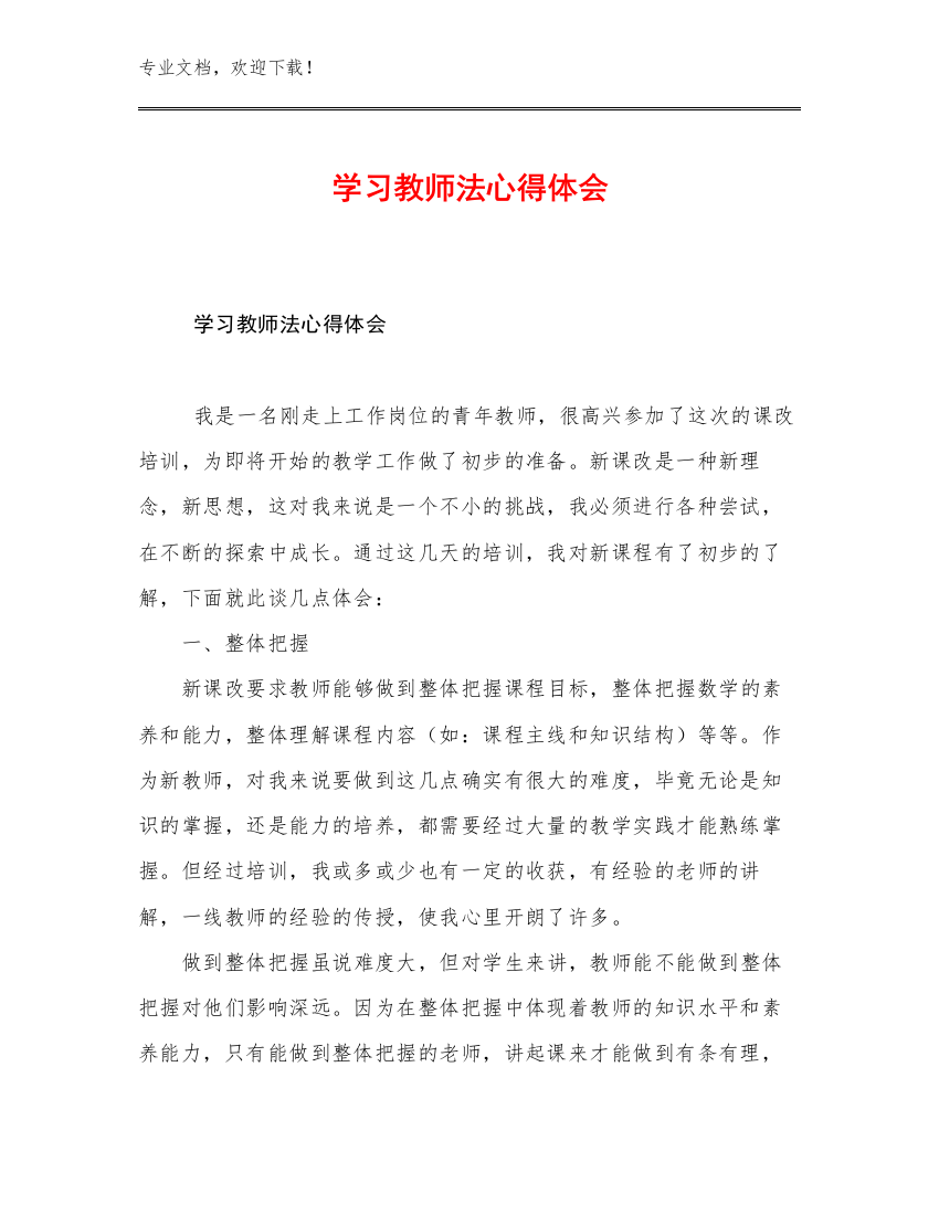 学习教师法心得体会优选例文20篇