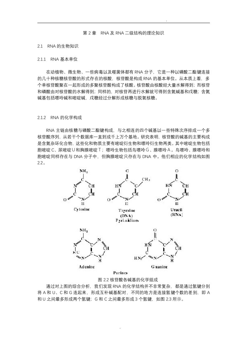 rna及rna二级结构的理论知识