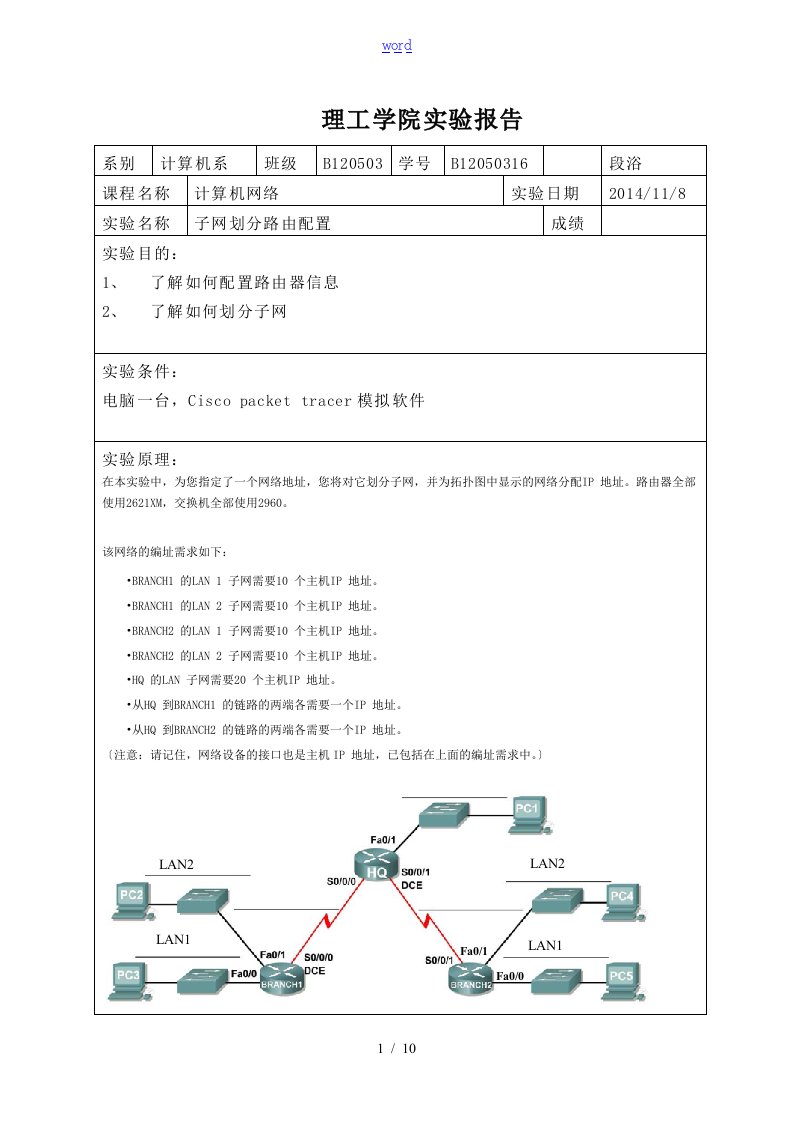 子网划分路由配置