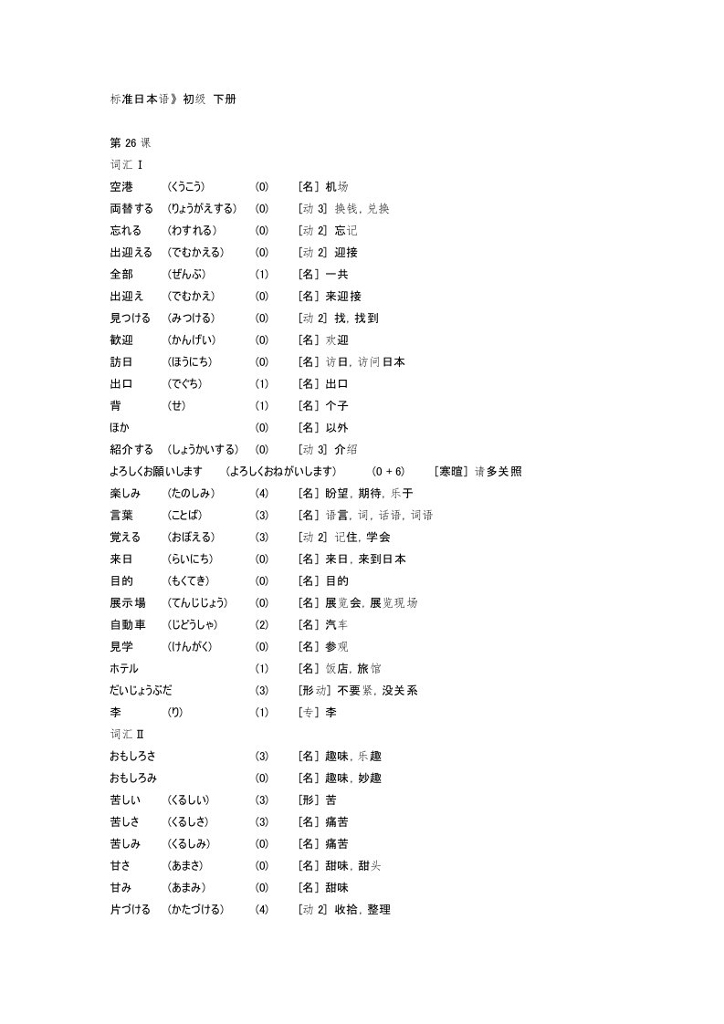 日语初级单词