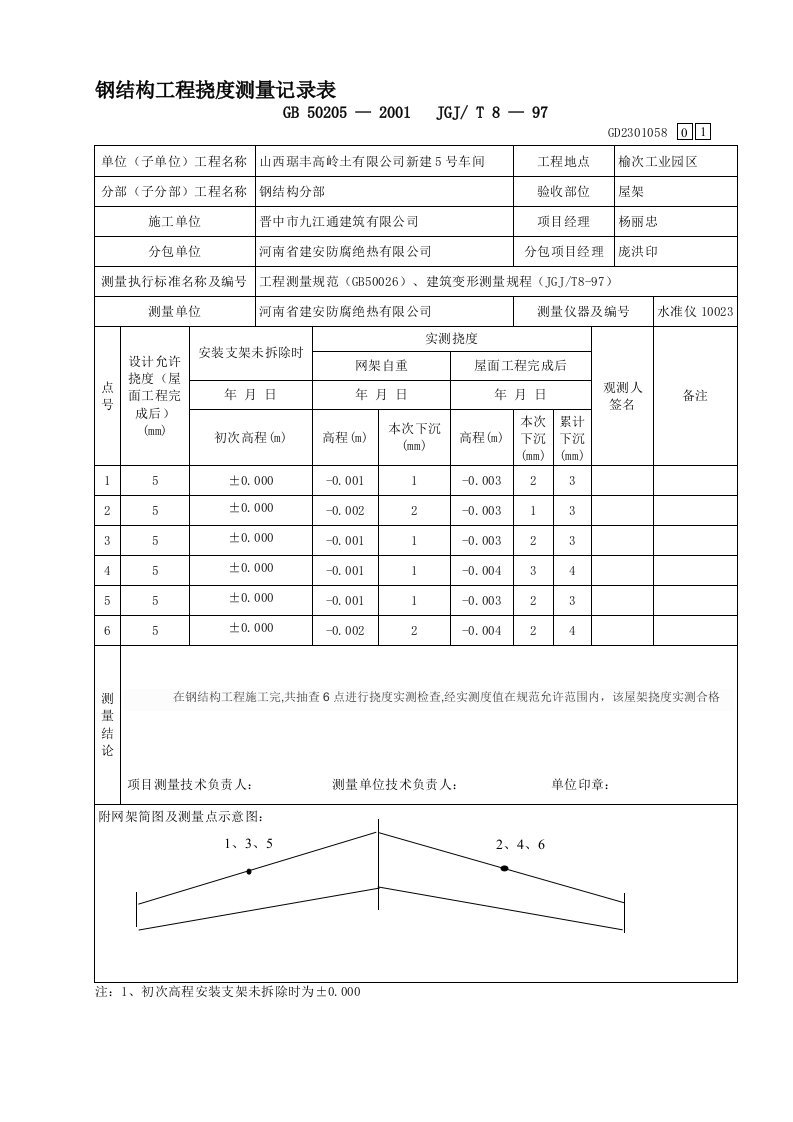 GD2301058网架工程挠度测量记录表.doc高岭土