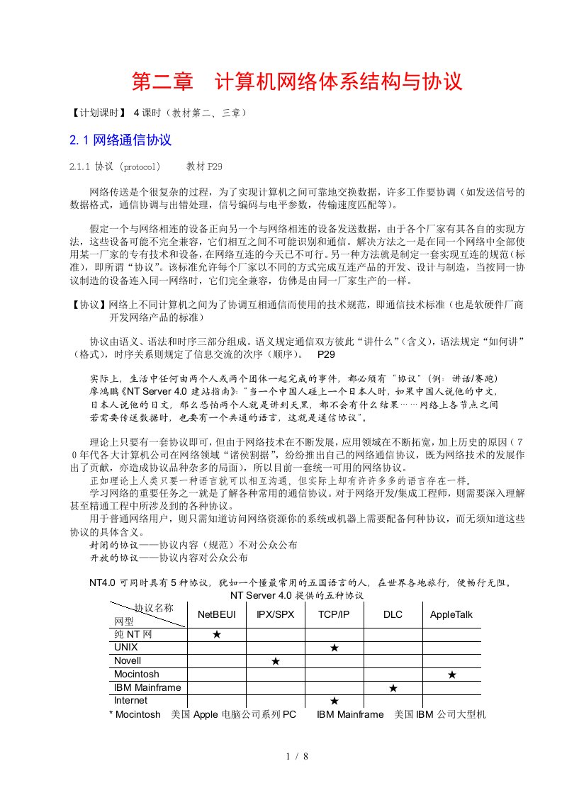 计算机网络体系结构与协议