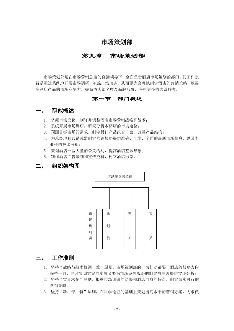 市场策划案部