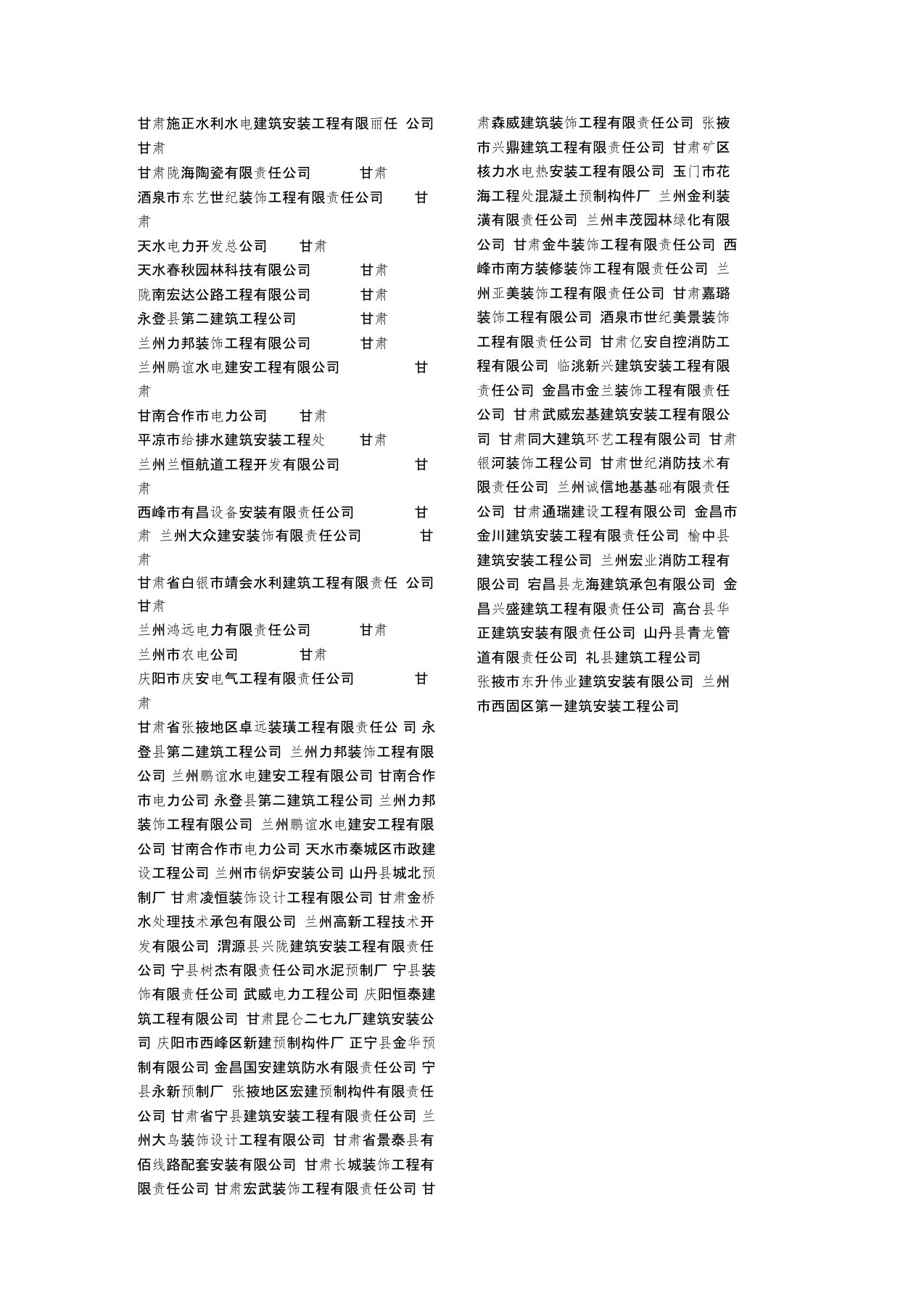 甘肃所有企业名单(整理)