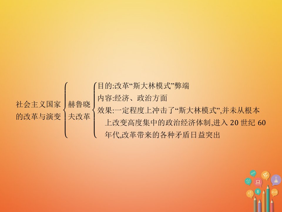 九年级历史下册第五单元社会主义国家的改革与演变综合复习课件新人教版