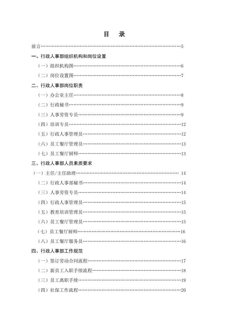 酒类资料-行政人事部组织机构和岗位设置花园酒店