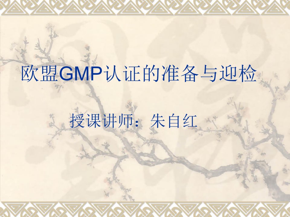 欧盟GMP认证的准备与迎检-朱自红