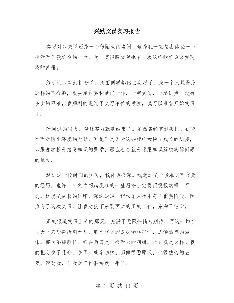 采购文员实习报告