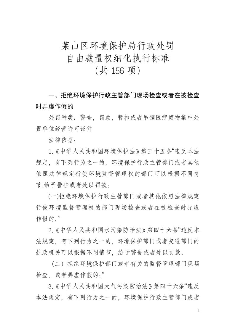 莱山区环境保护局行政处罚