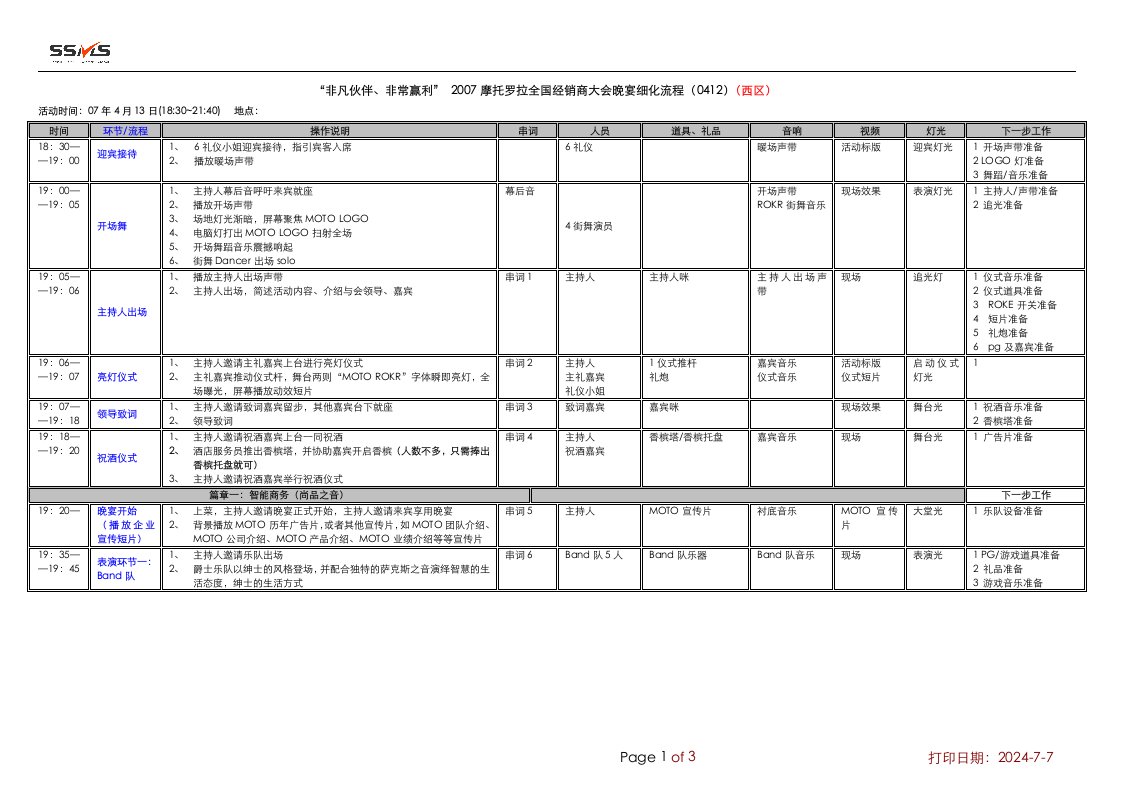 2007MOTO经销商客户大会晚宴细化流程0410西安区