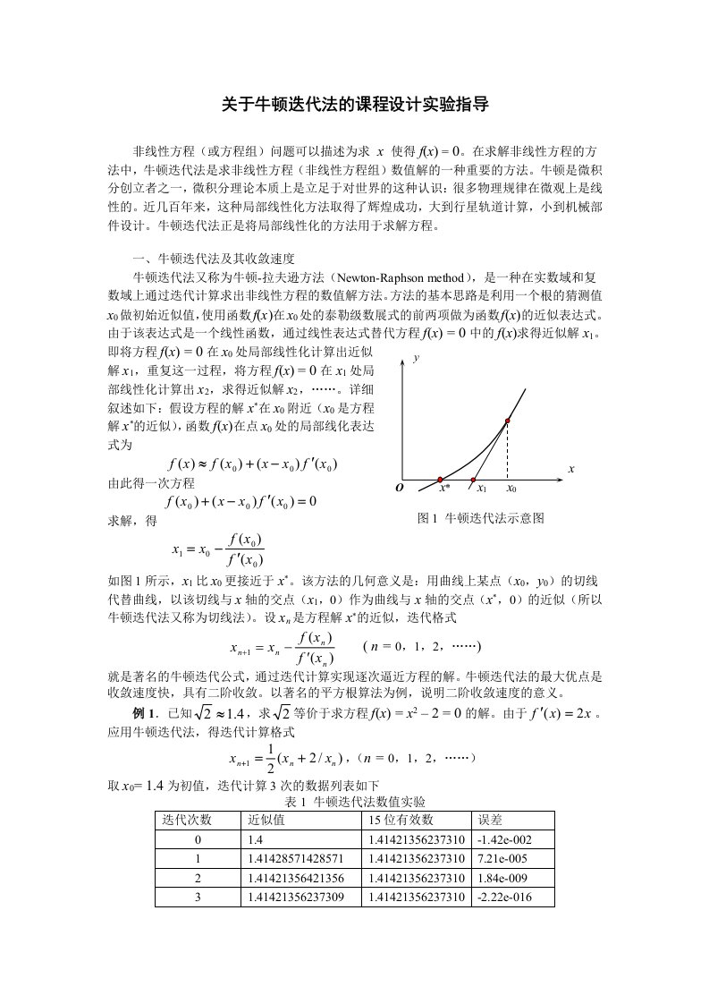 牛顿迭代法收敛定理