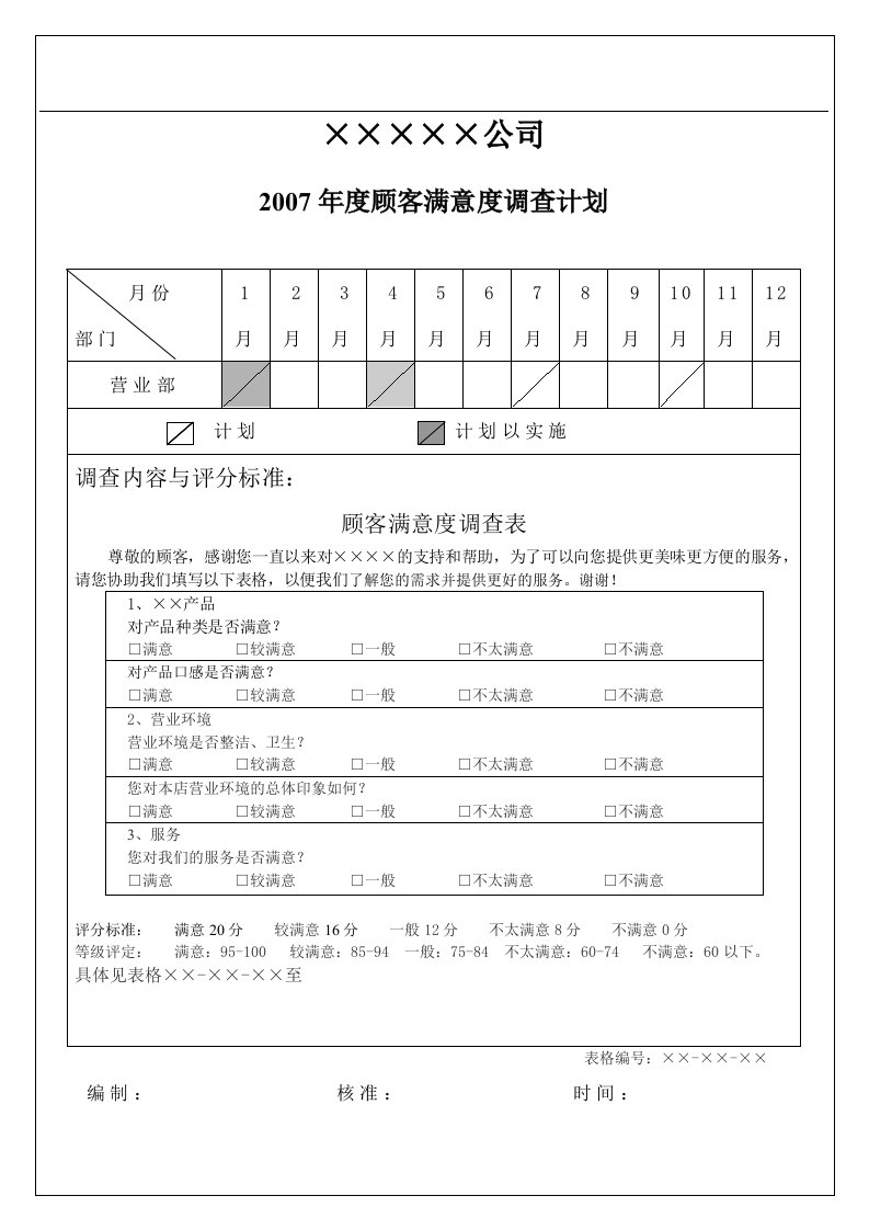 顾客满意度调查表3