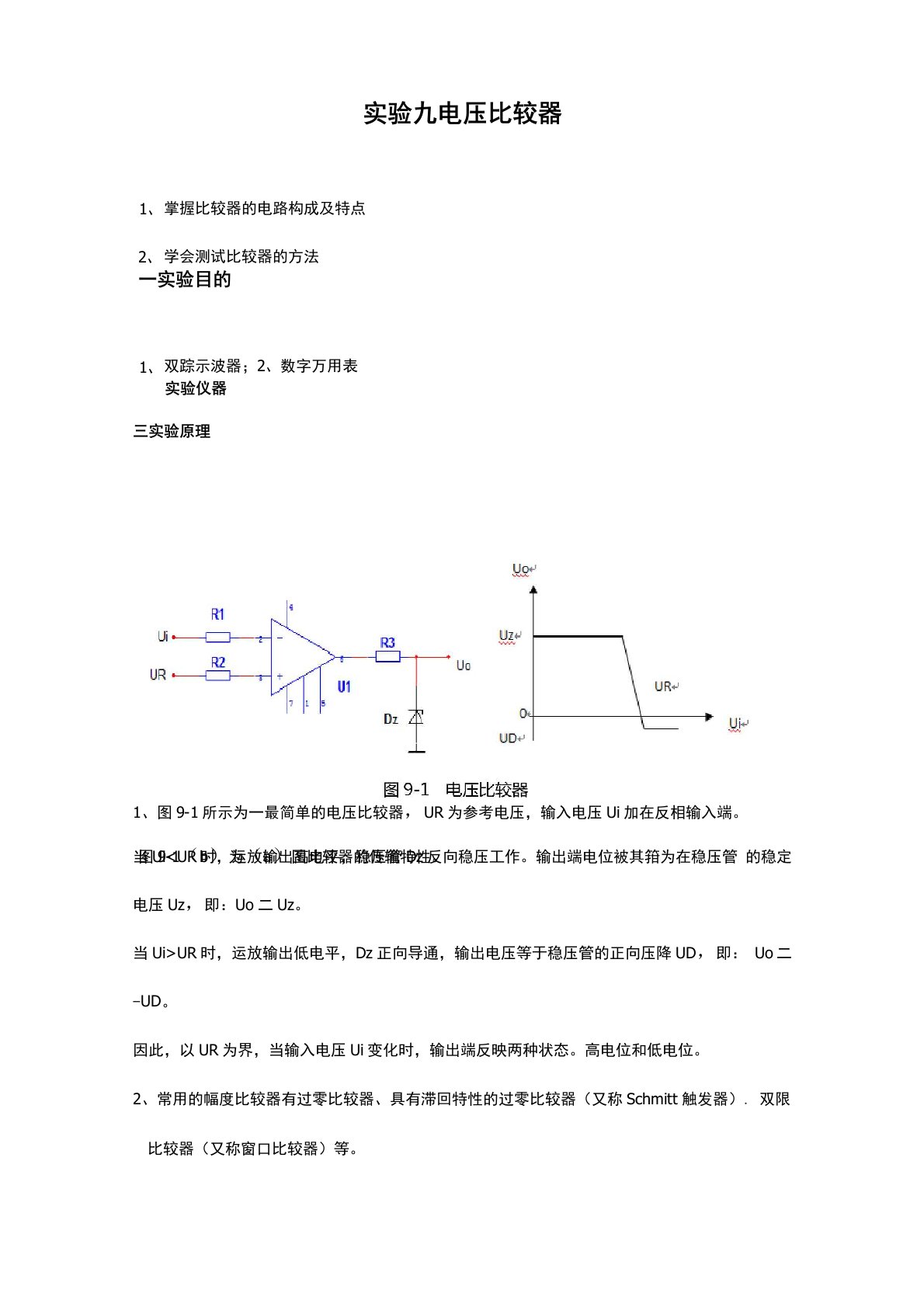 电压比较器实验报告