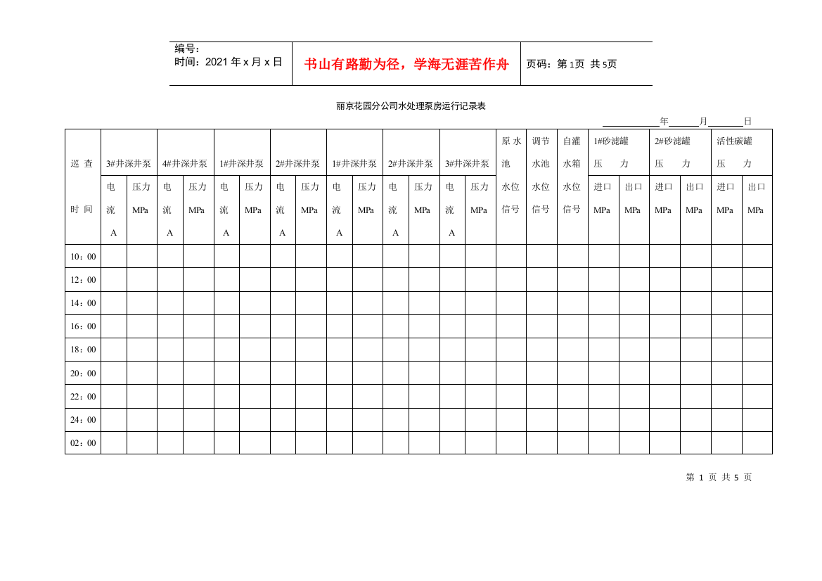 工程部表格补