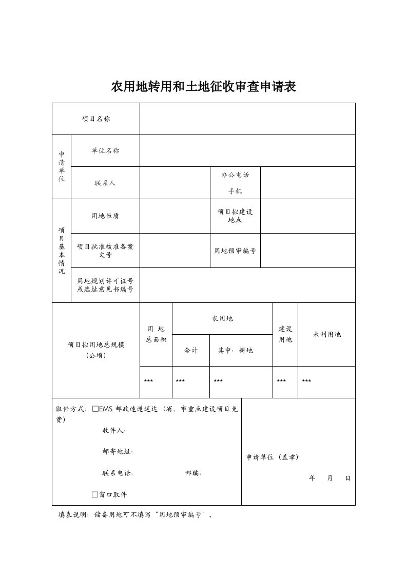 农用地转用和土地征收审查申请表