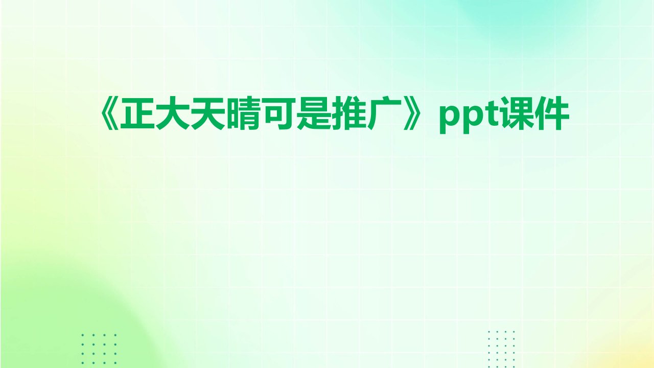 《正大天晴可是推广》课件