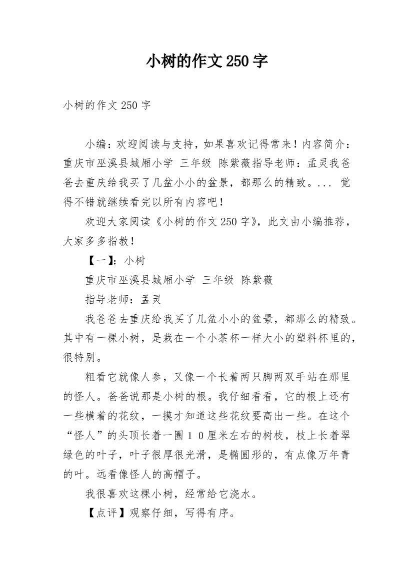 小树的作文250字