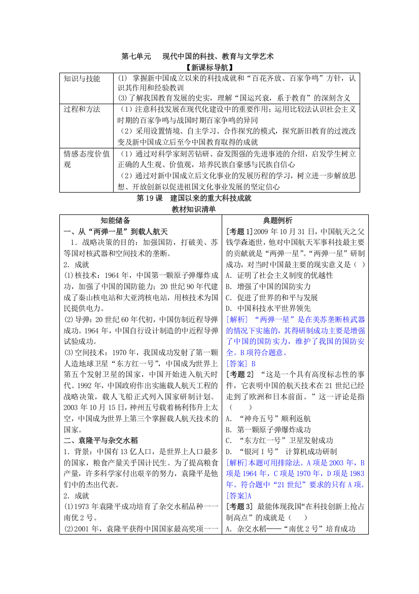 高中历史人教版必修三教材全解