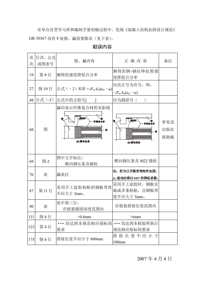 混凝土结构加固设计规范勘误表