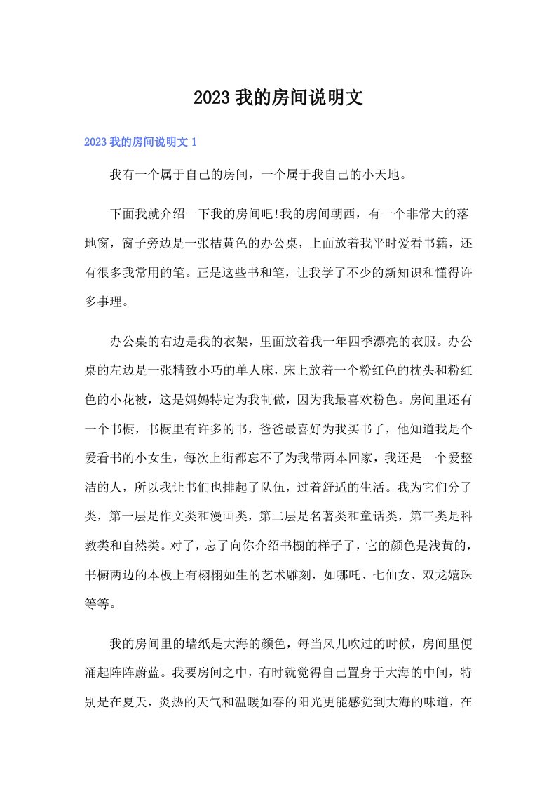 2023我的房间说明文