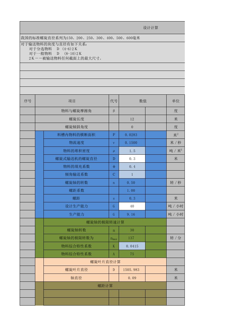 螺旋输送机计算