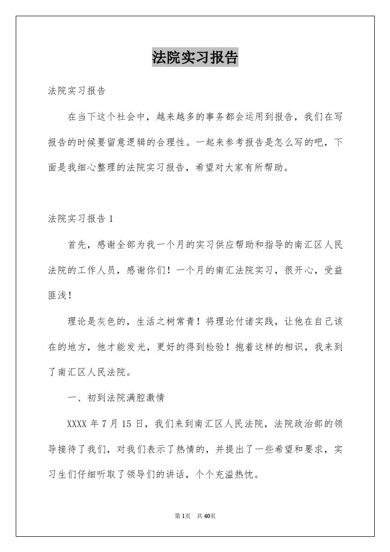 法院实习报告例文8