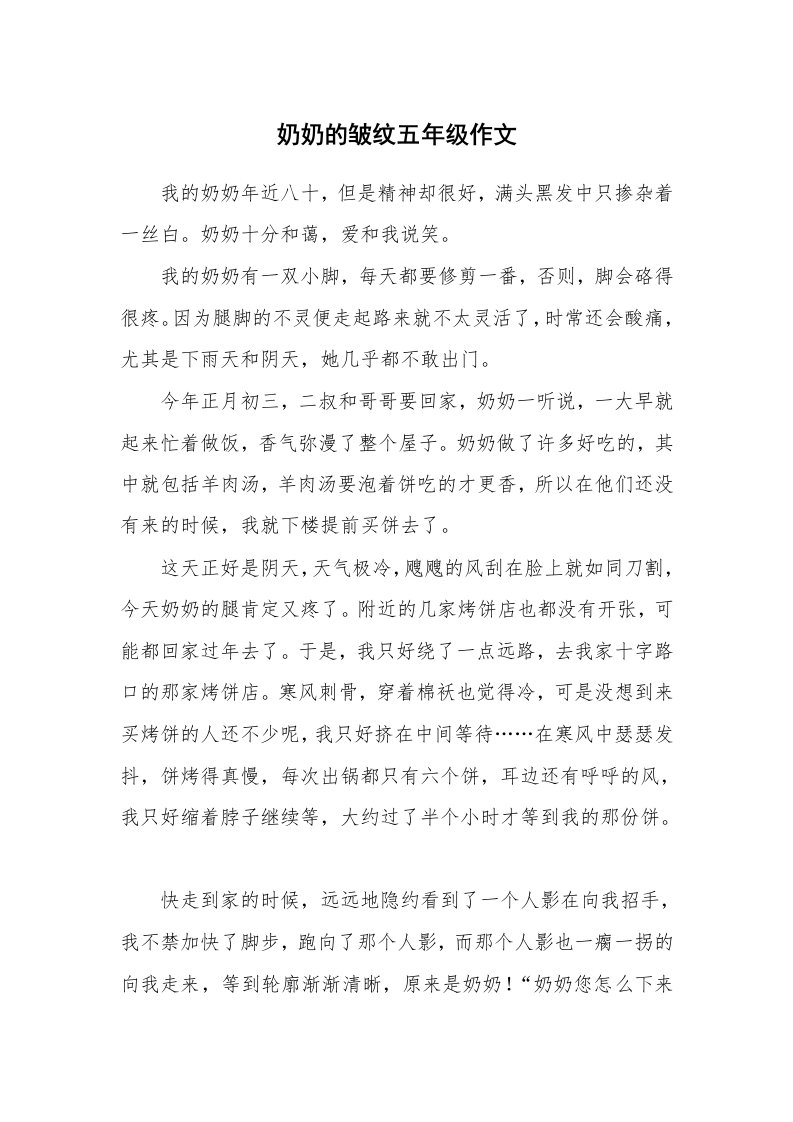 奶奶的皱纹五年级作文