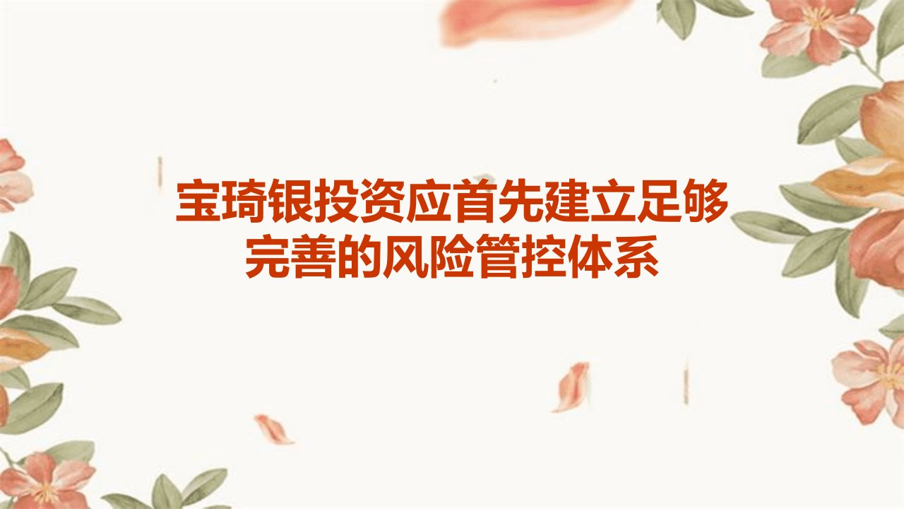 宝琦银投资应首先建立足够完善的风险管控体系