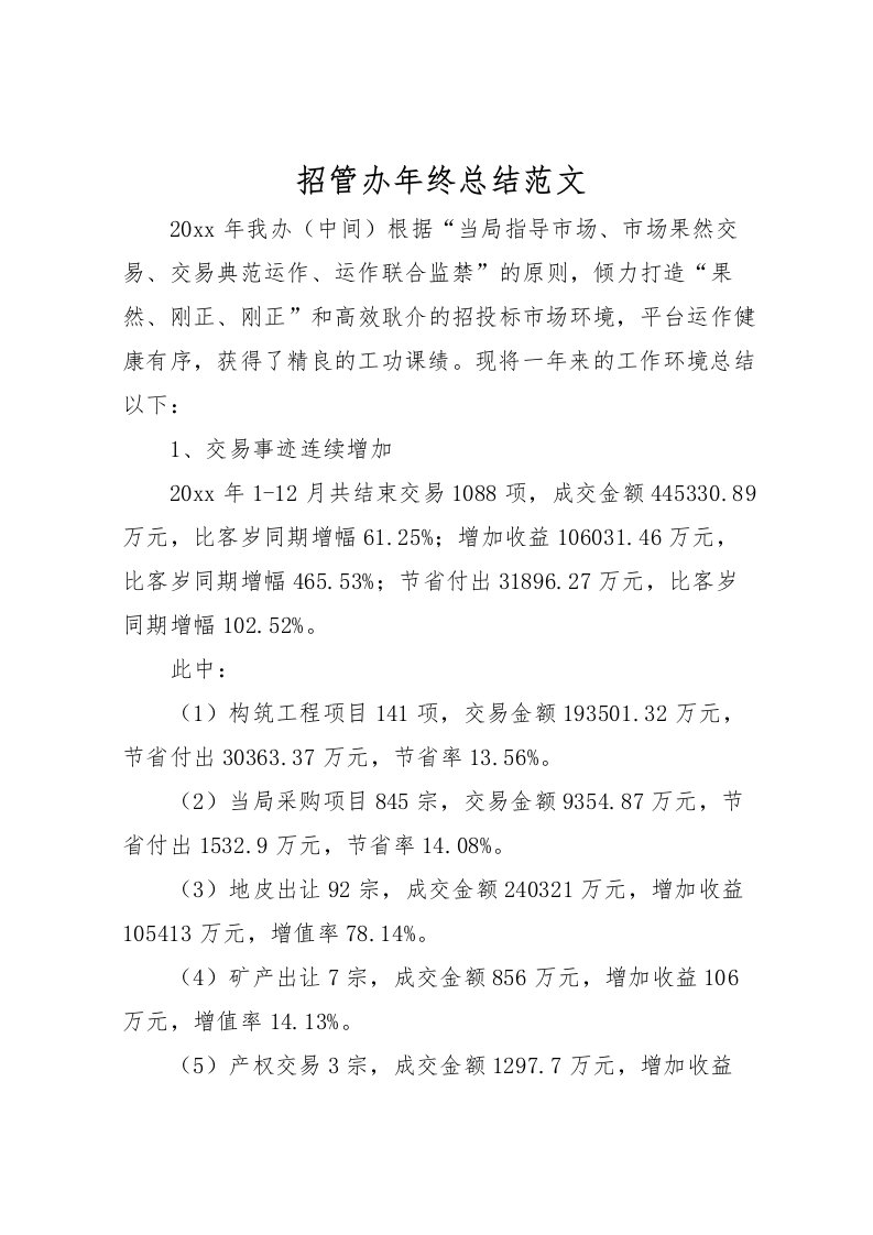 2022招管办年终总结范文