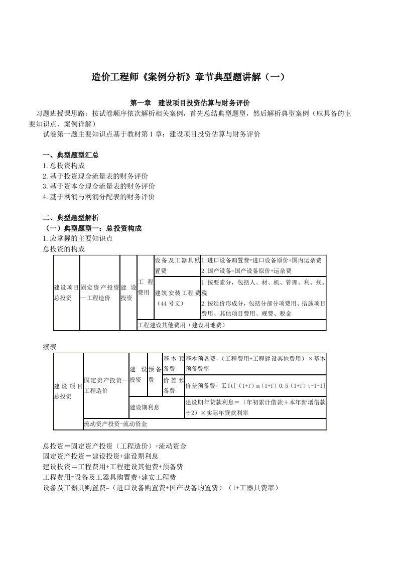 造价工程师《案例分析》章节典型题讲解