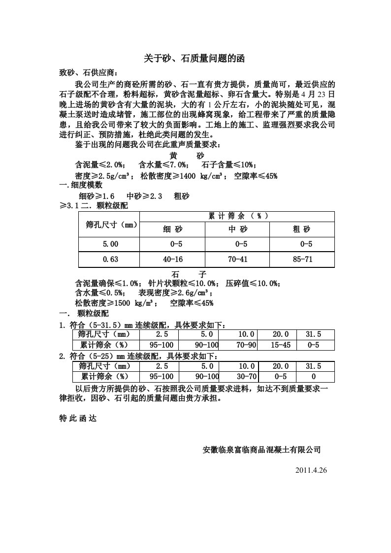 砂石质量函