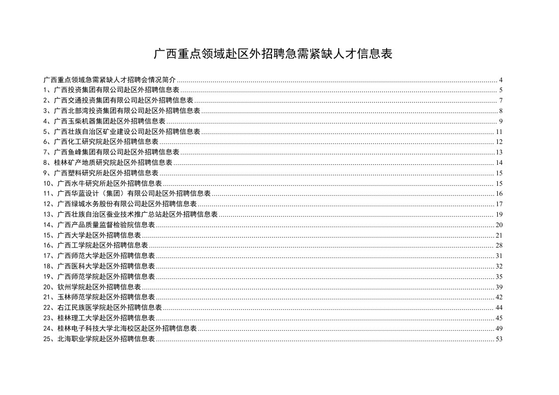 招聘面试-广西重点领域赴区外招聘急需紧缺人才信息表