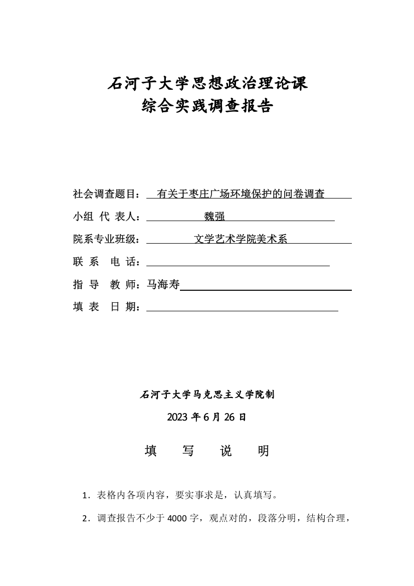 思想政治理论课综合实践调查报告