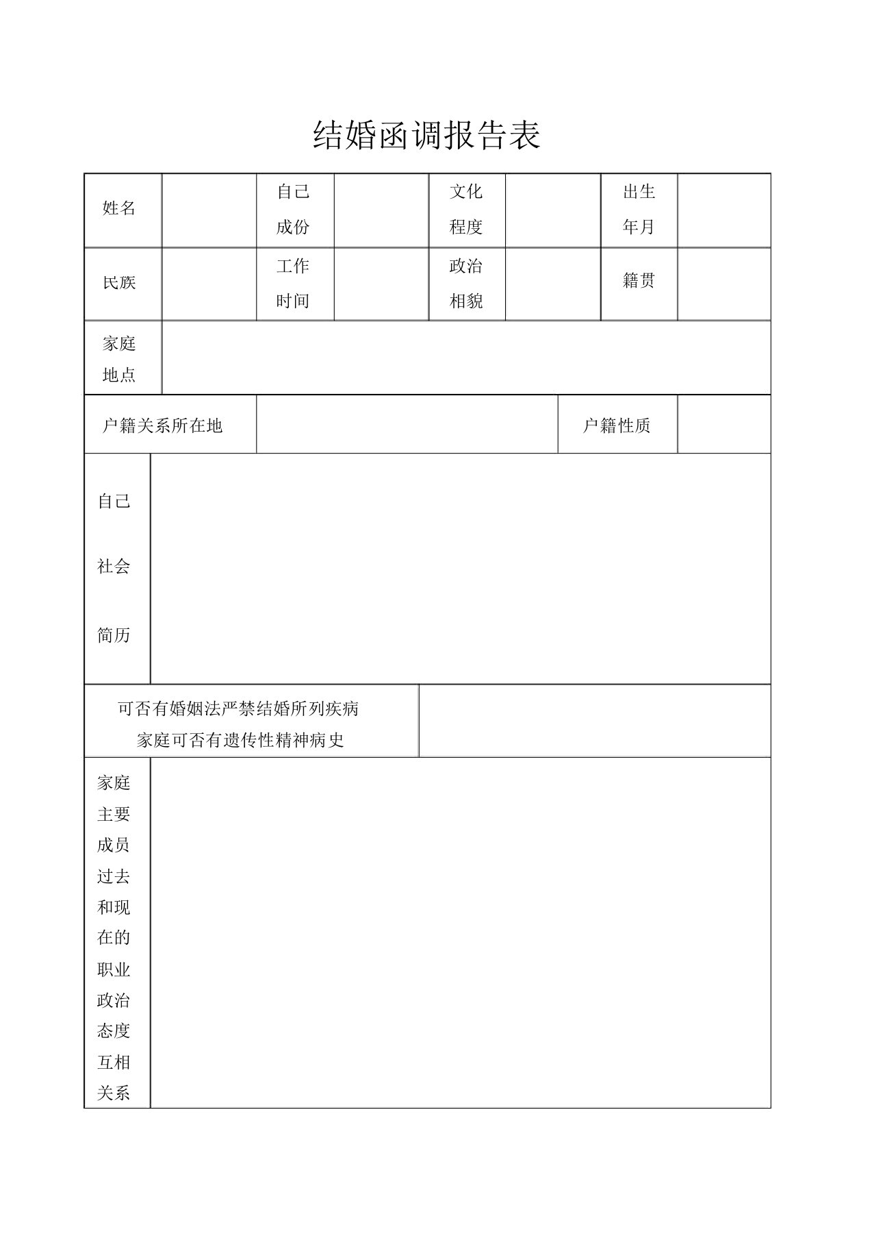 结婚函调报告表