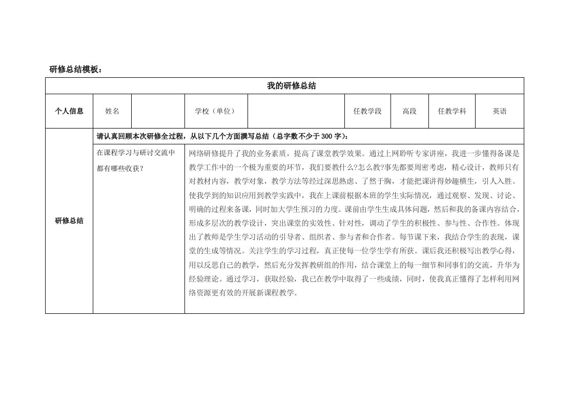 奥鹏网络学习研修总结