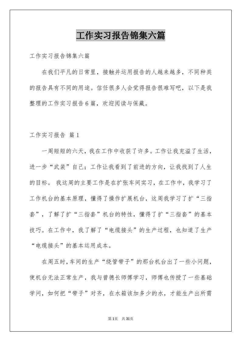 工作实习报告锦集六篇例文