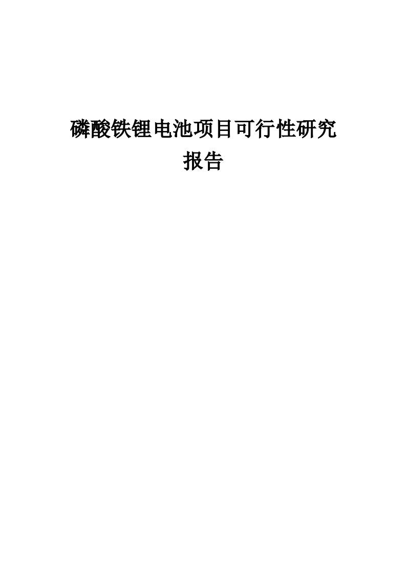 磷酸铁锂电池项目可行性研究报告