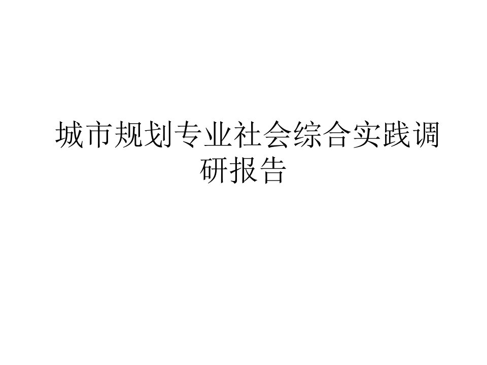 城市规划专业社会综合实践调研报告